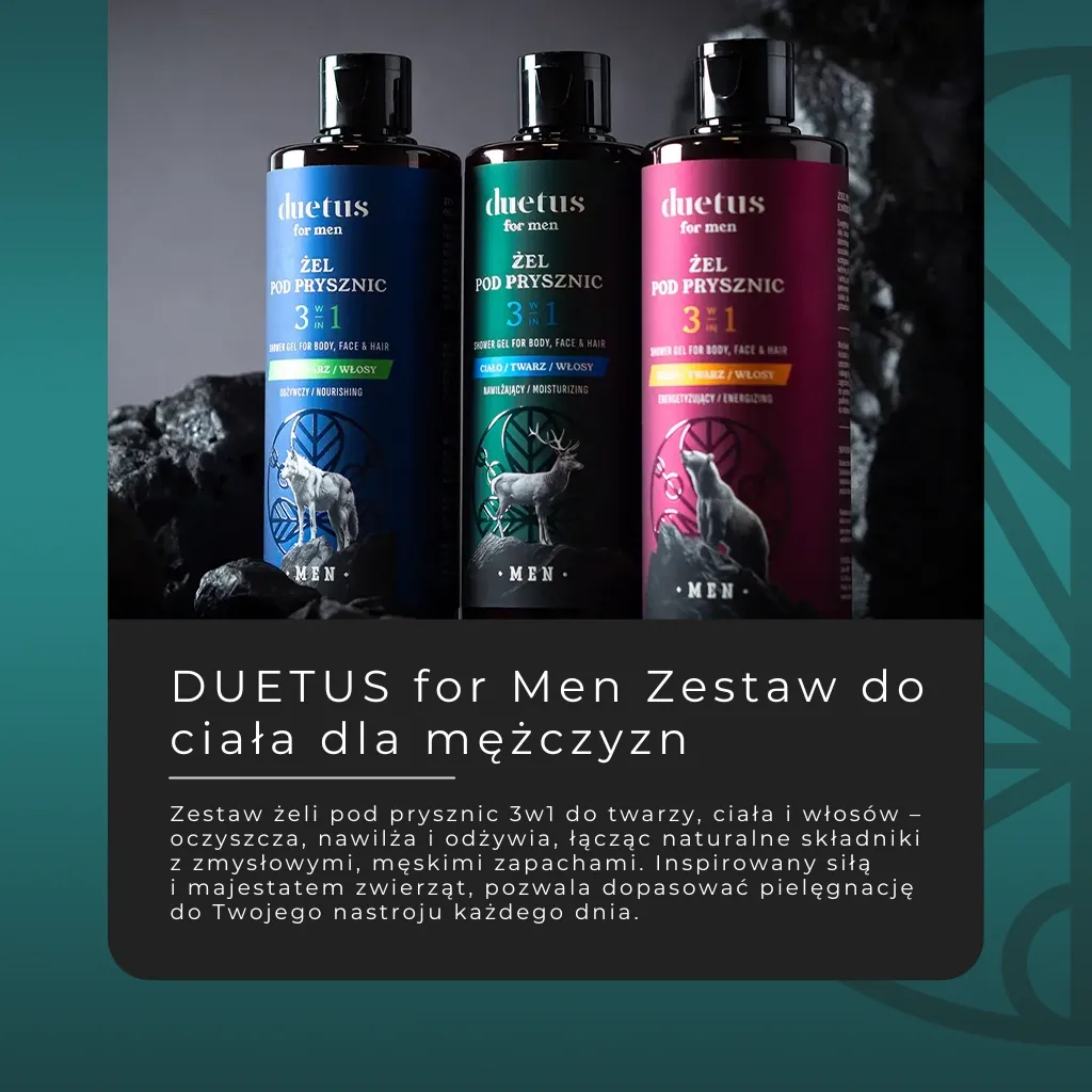 Duetus for Men shower gel 3i1 sæt 3 varianter pleje