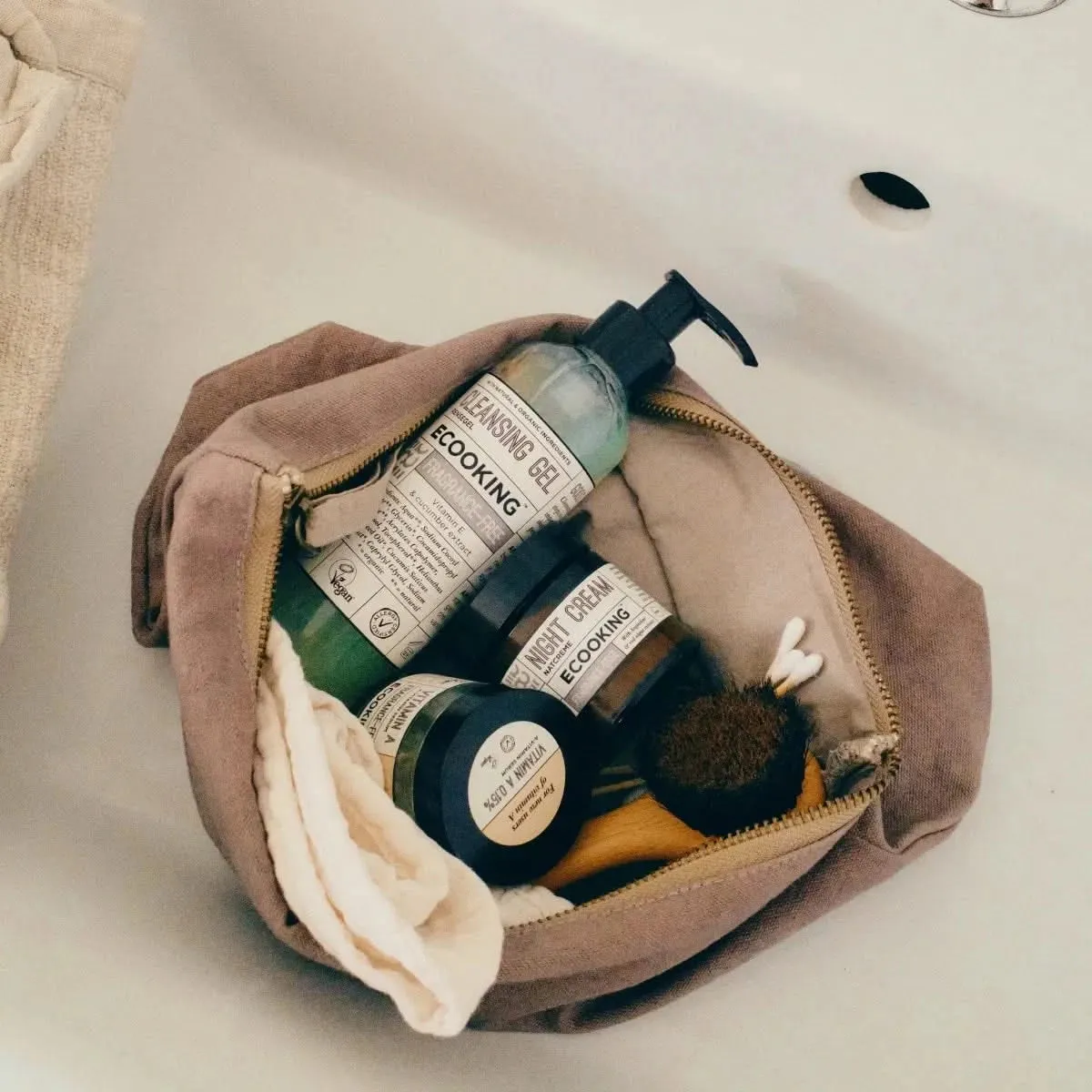 Ecooking Toilettaske bomuld stone økologisk
