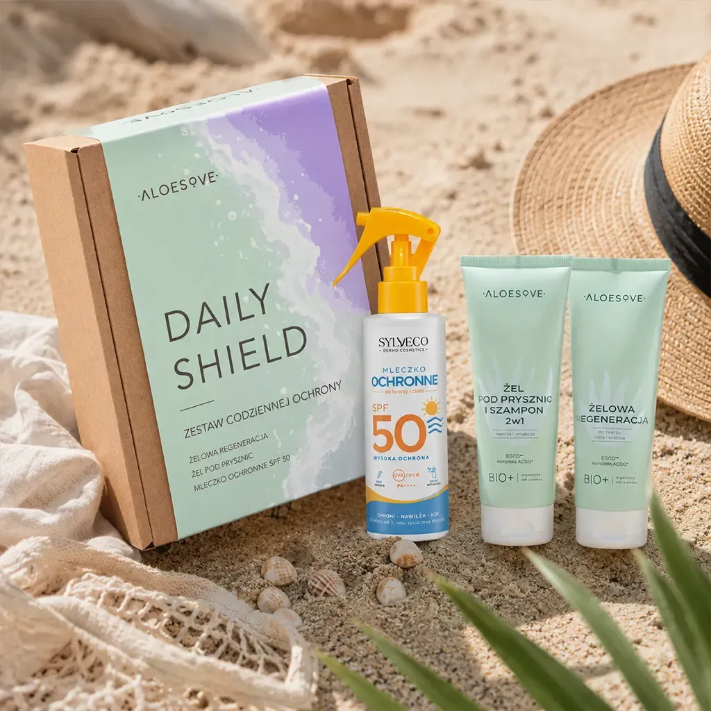 Aloesove Daily Shield kropssæt SPF 50 4 dele