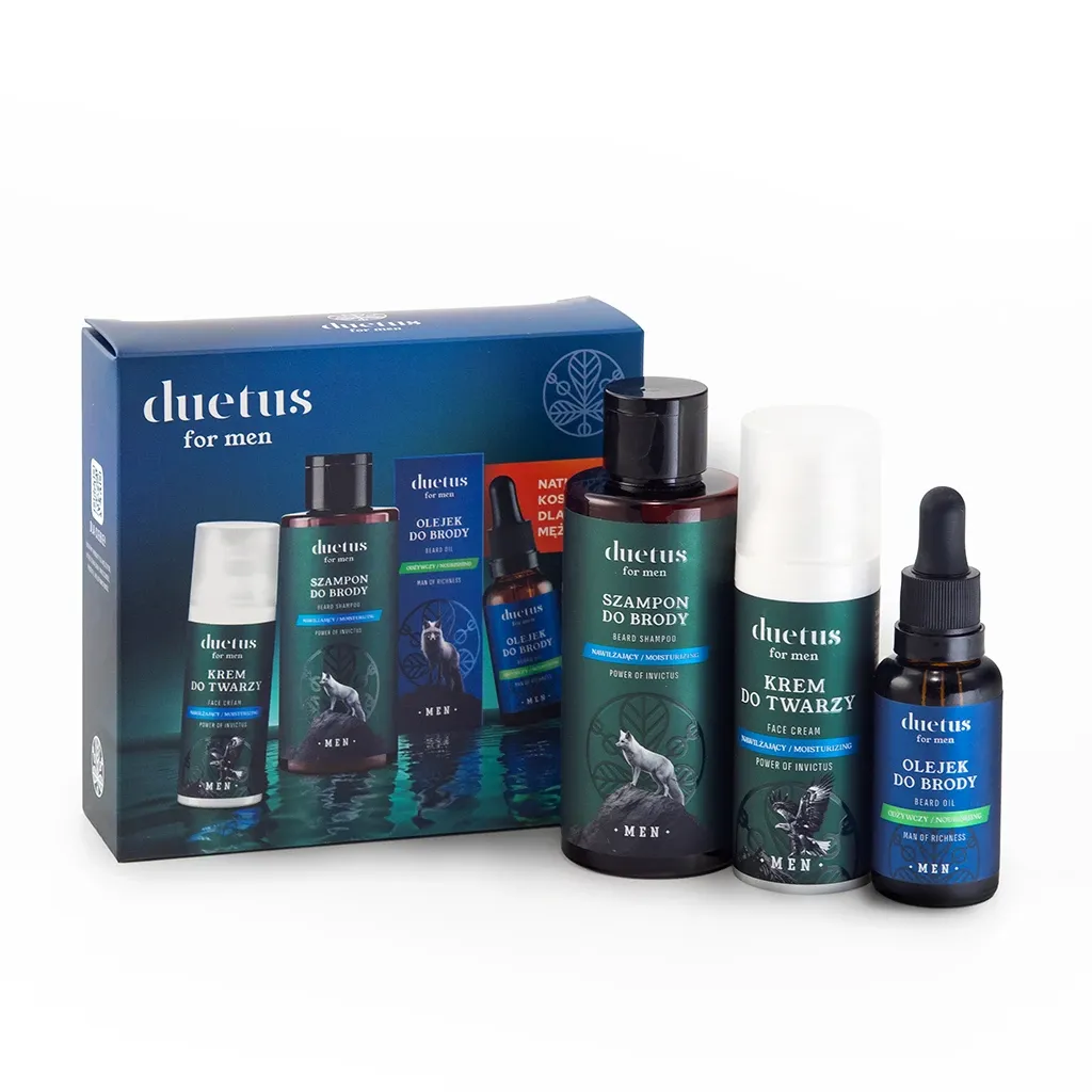 Duetus For Men skægplejesæt shampoo olie creme