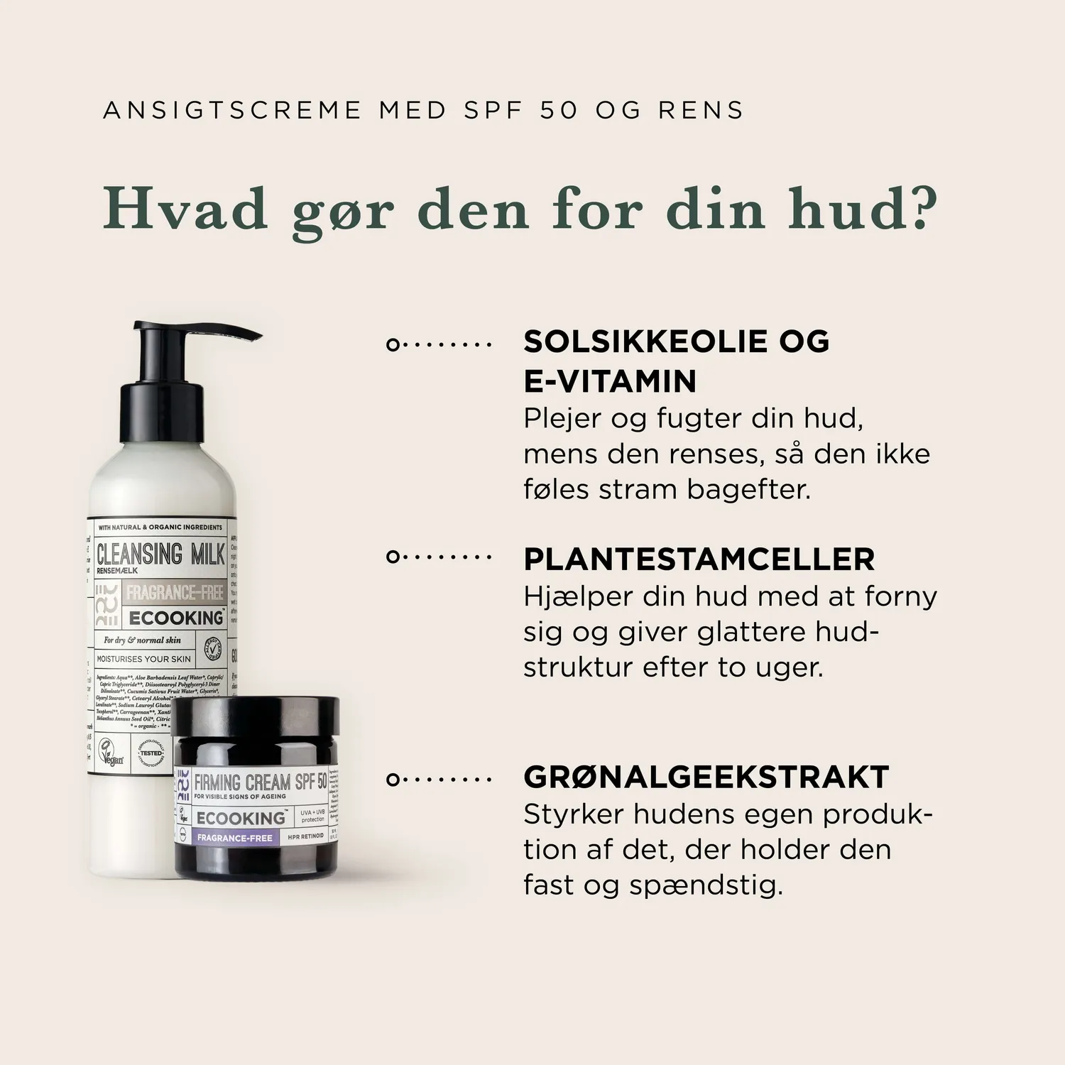 Ecooking Firming Cream SPF 50 ansigtssæt med rensemælk