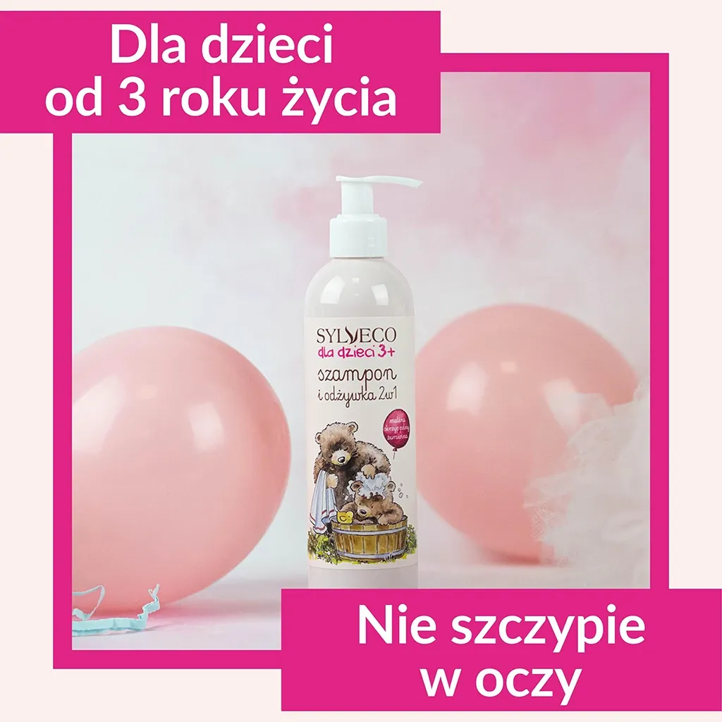 Sylveco Børn 3+ shampoo balsam 2i1 hindbær 300ml mild