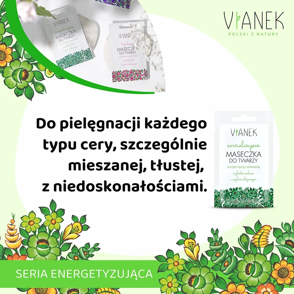 Vianek Normalizujaca ansigtsmaske grøn ler aktiv kul