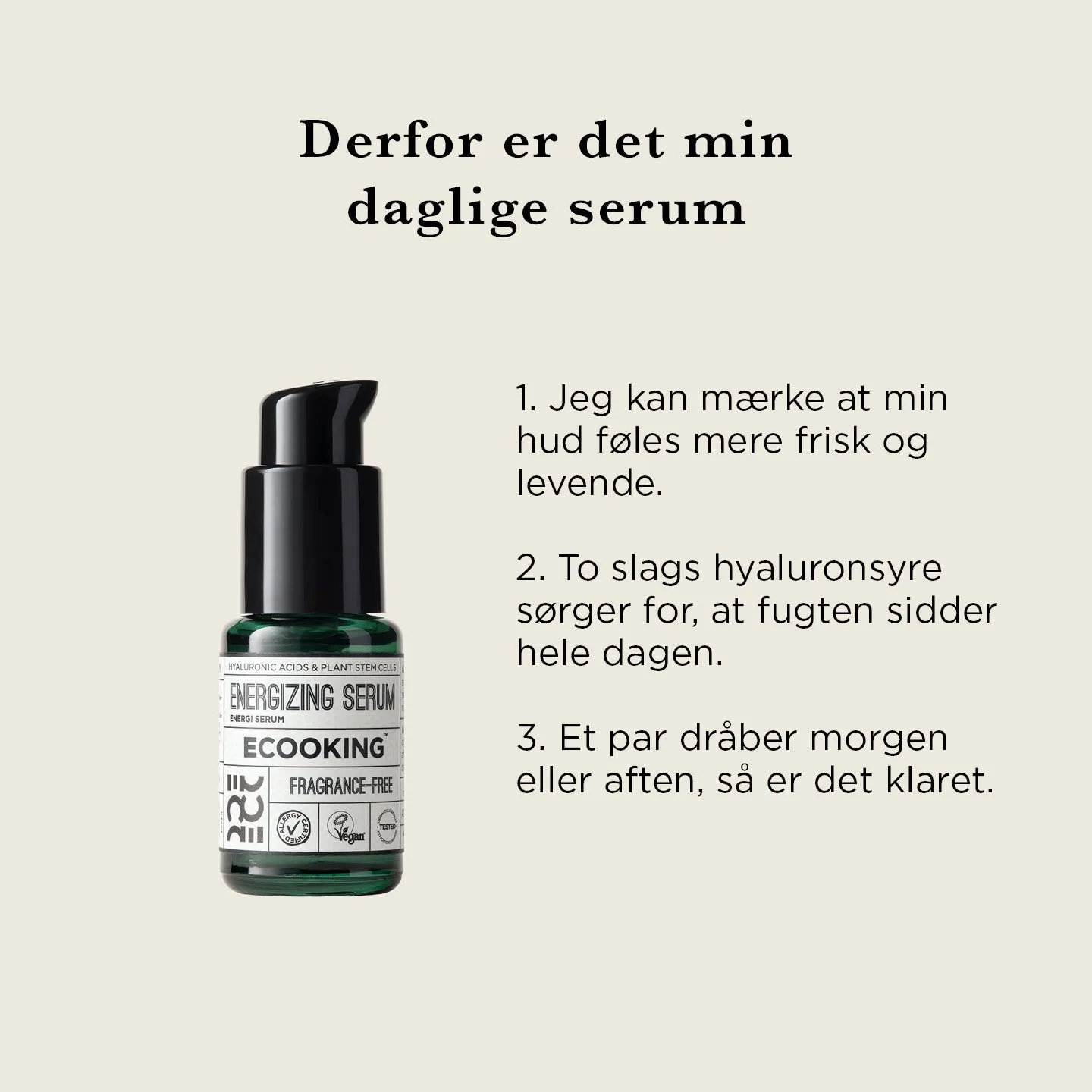 Ecooking Energiserum serum moden hud parfumefri antiage
