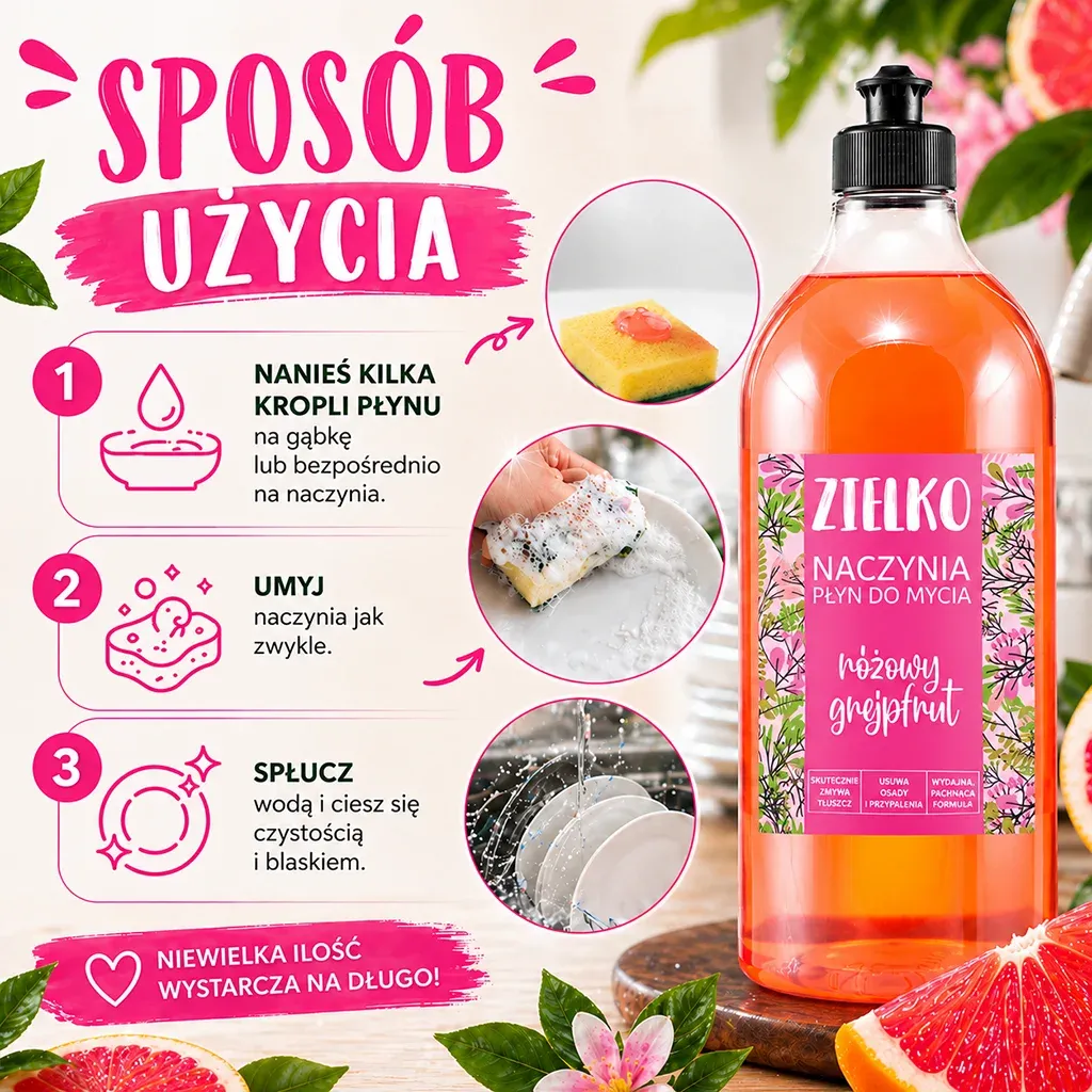 Zielko opvaskemiddel lyserød grapefrugt 1 l