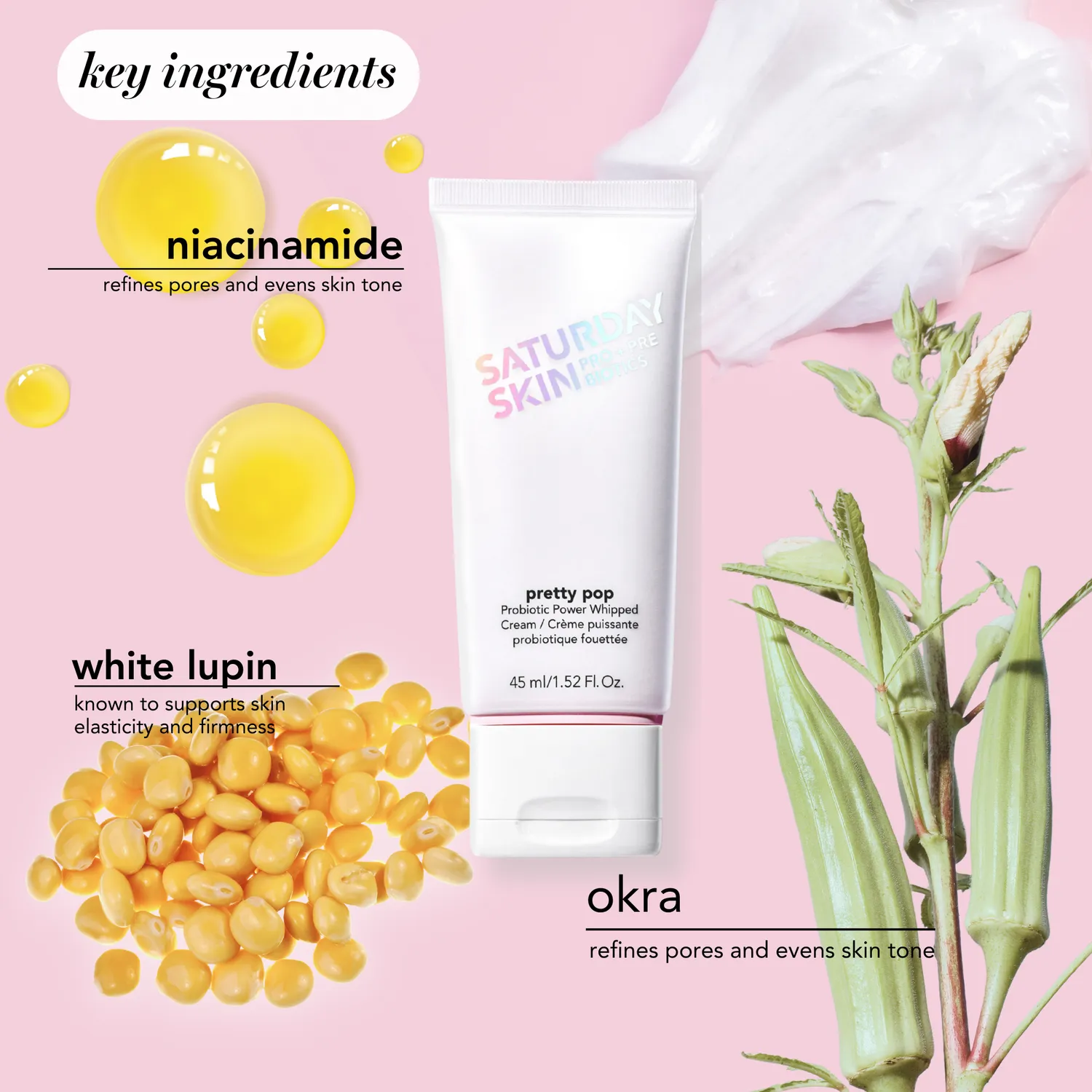 Saturday Skin Pretty Pop Probiotic Power ansigtscreme 90 ml med niacinamid