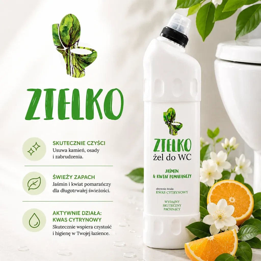 Zielko WC Gel Toiletrens 750 ml Effektiv Mod Kalk