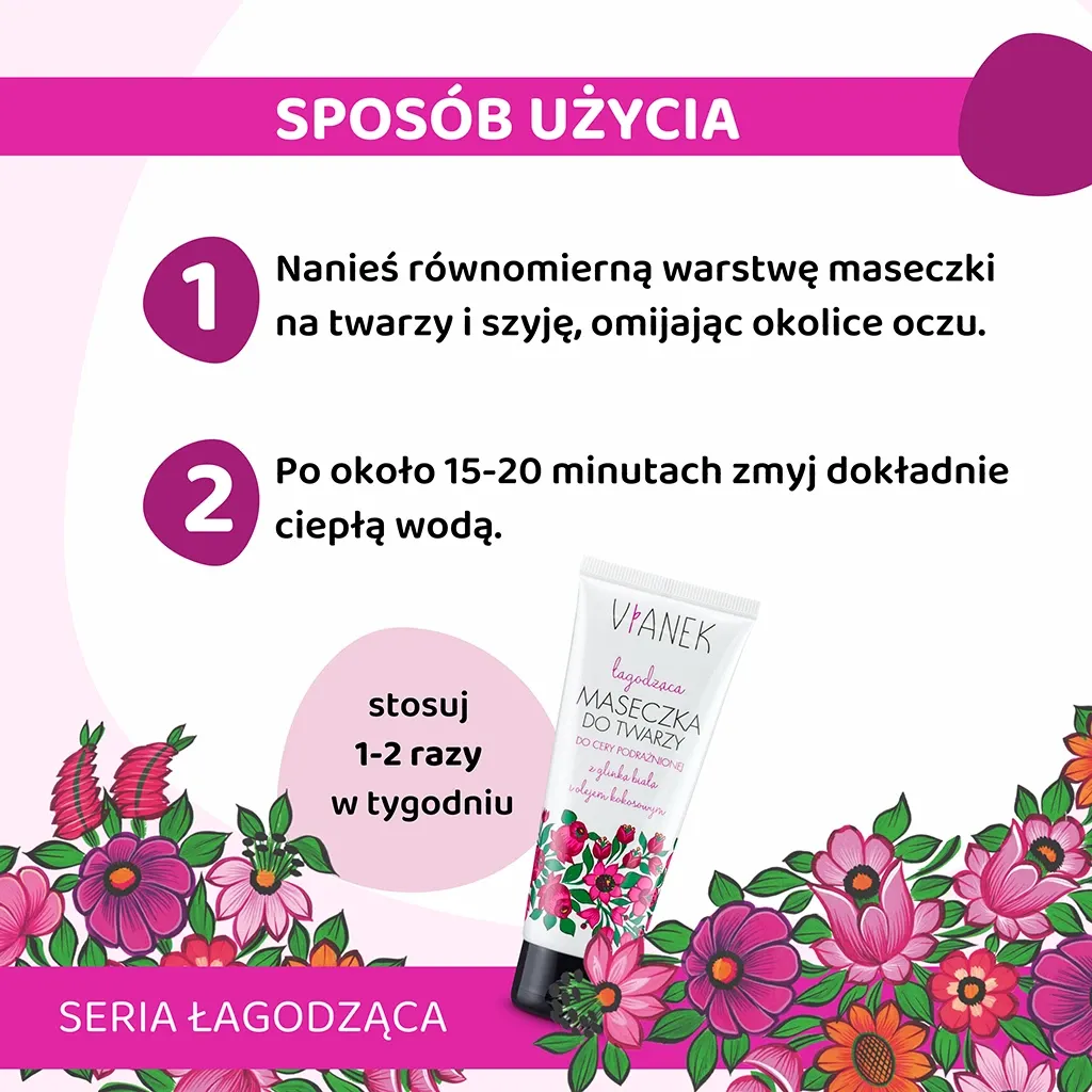 Vianek Lłagodząca ansigtsmaske hvid ler sensitiv