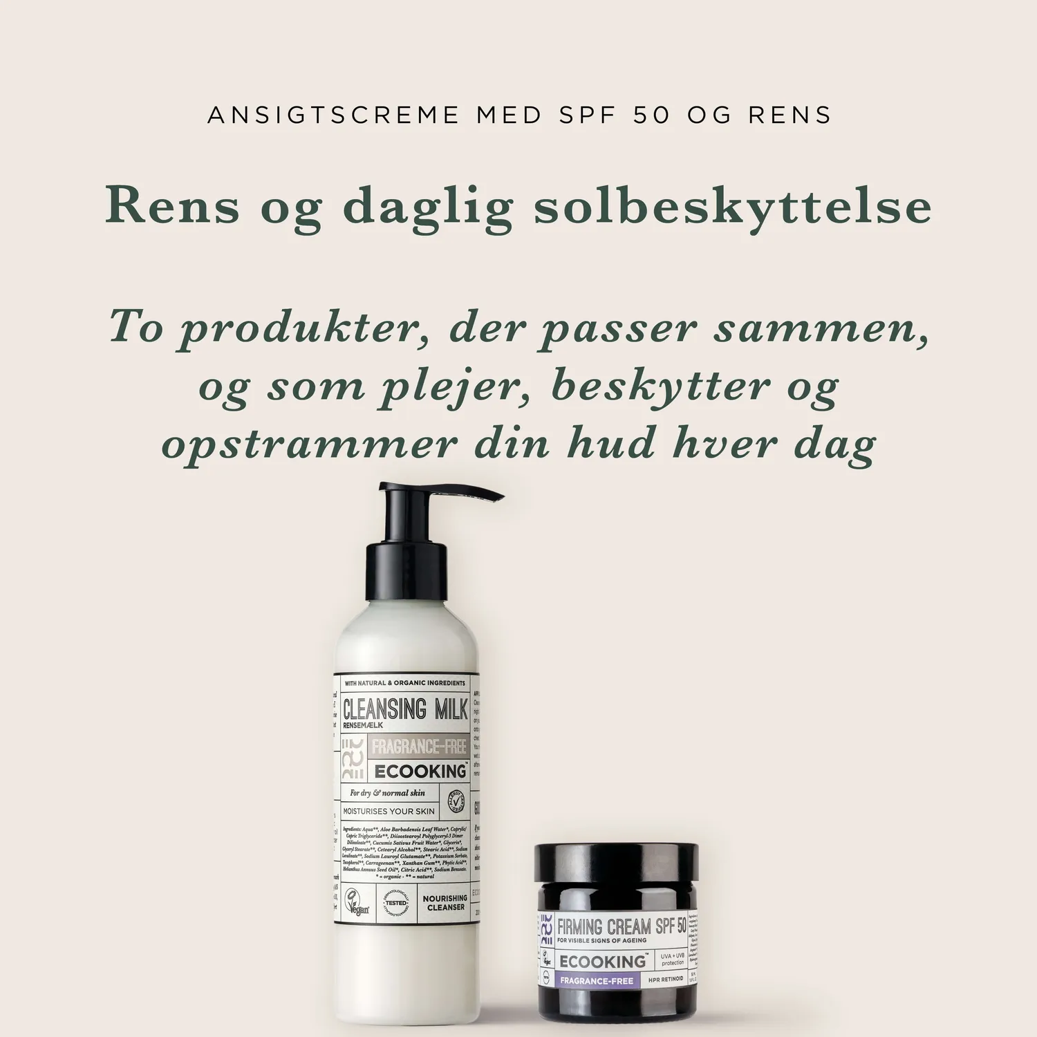 Ecooking Firming Cream SPF 50 ansigtssæt med rensemælk