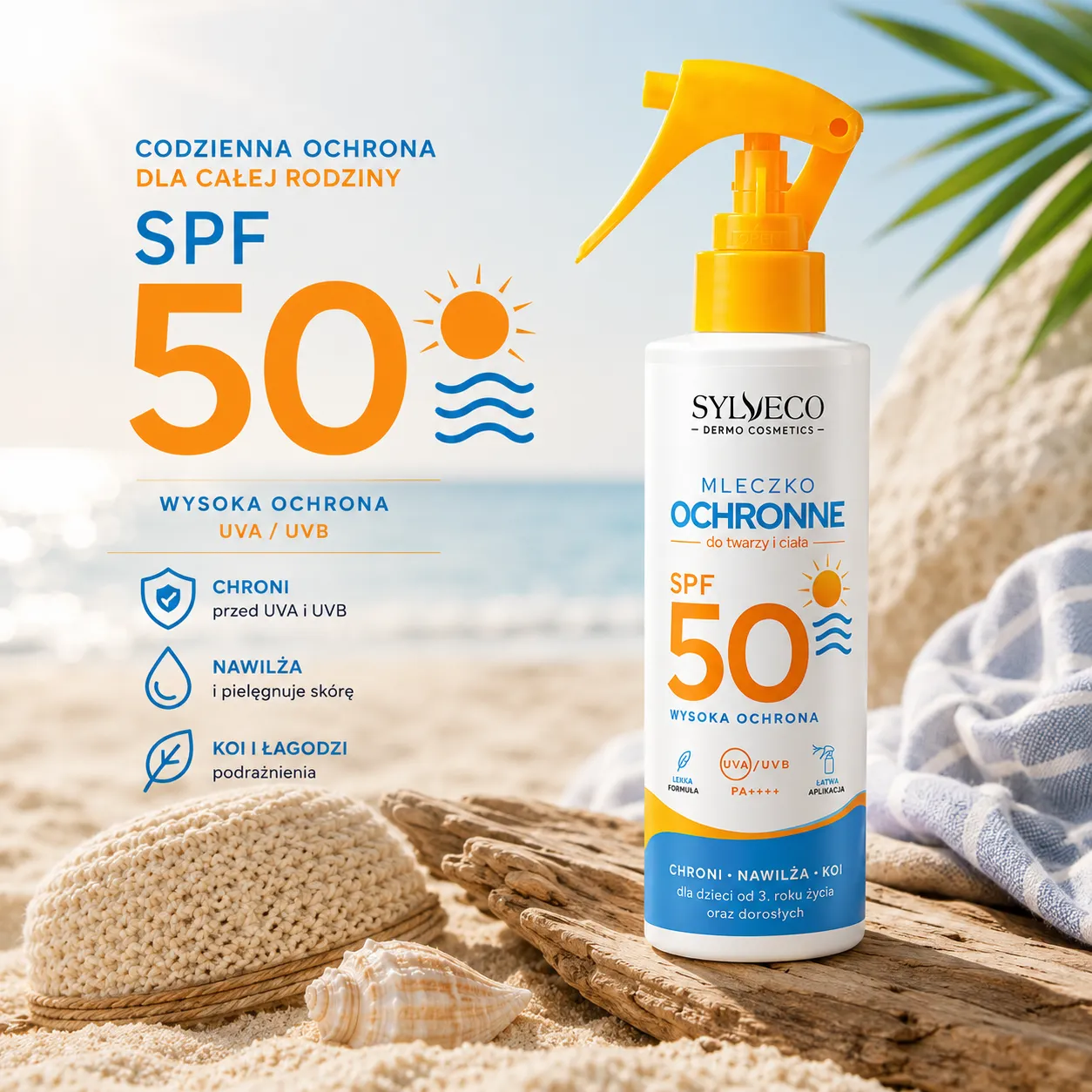 Sylveco Dermo solmælk SPF50 ansigt krop høj beskyttelse