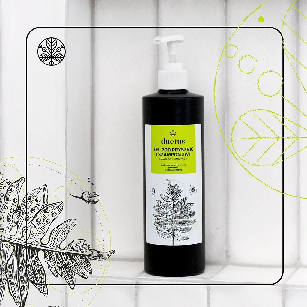 Duetus 2i1 shower gel og shampoo med malve urteduft