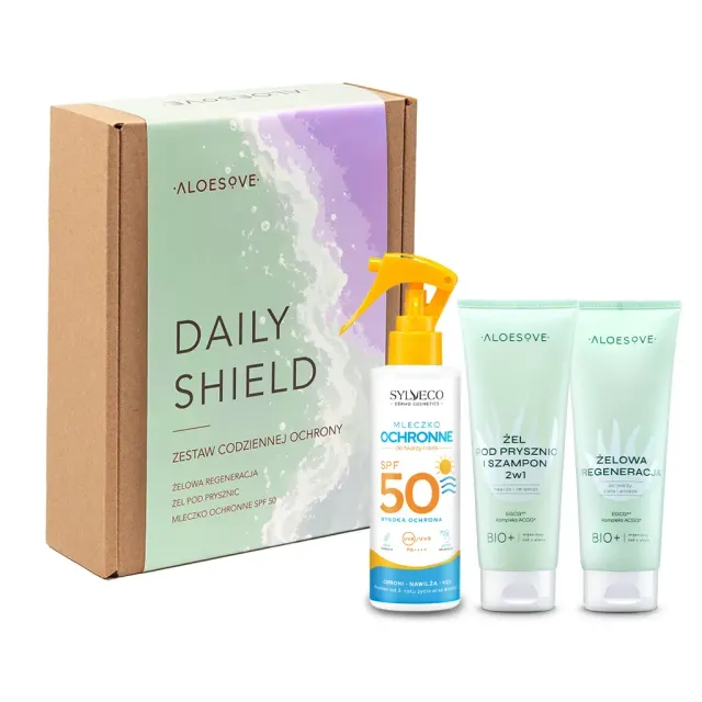 Aloesove Daily Shield kropssæt SPF 50 4 dele