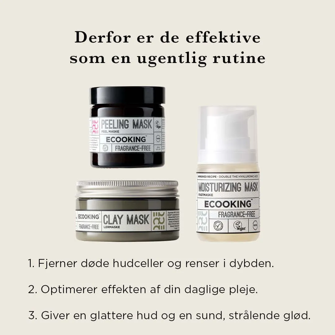 Ecooking Effektiv Maskerutine sæt 3 masker glød