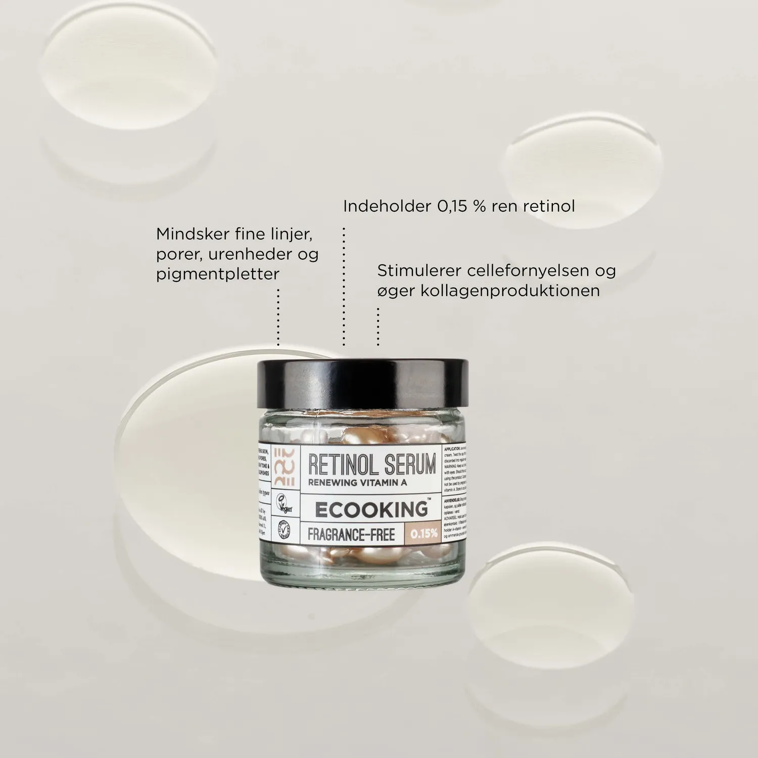 Ecooking Retinol Serum kapsler 0,15% parfumefri glattere hud
