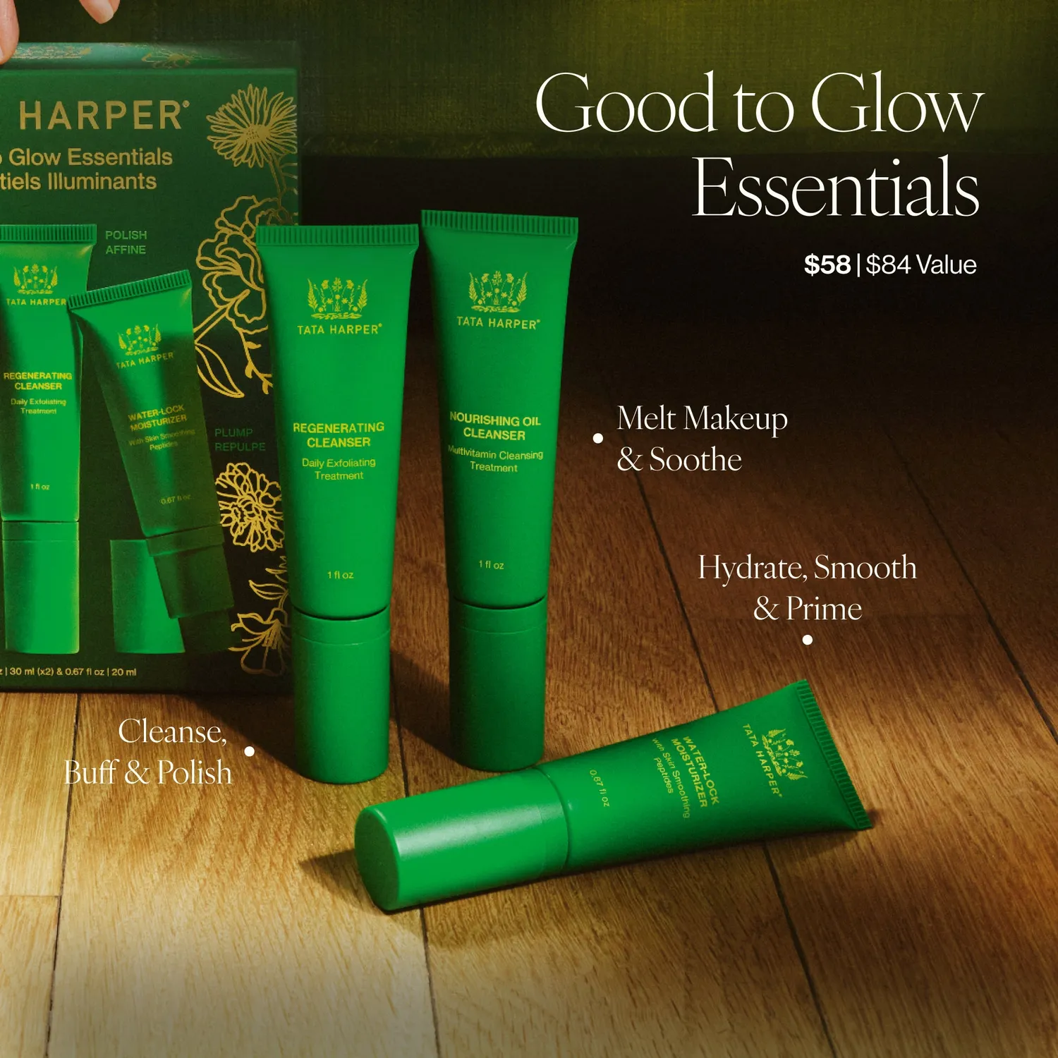 Tata Harper Good to Glow Essentials rejsesæt 3 dele