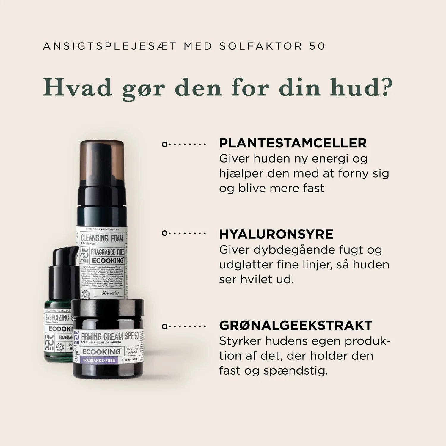 Ecooking Firming Cream SPF 50 sæt med serum og rens