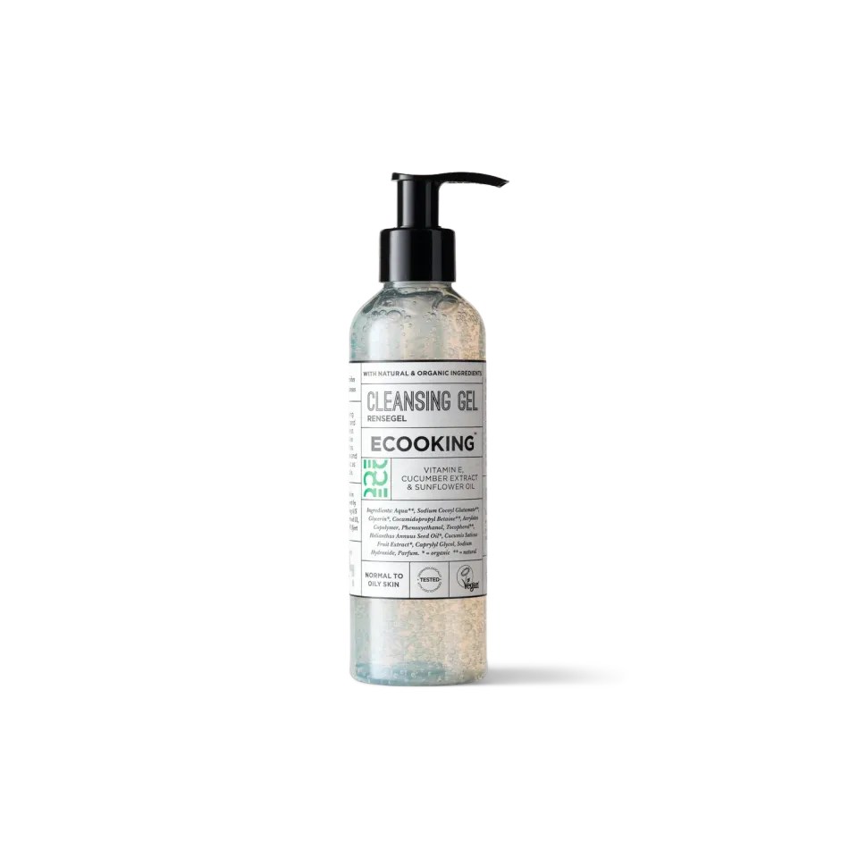 Ecooking Rensegel Cleansing Gel ansigtsrens parfumefri 200 ml til fedtet hud