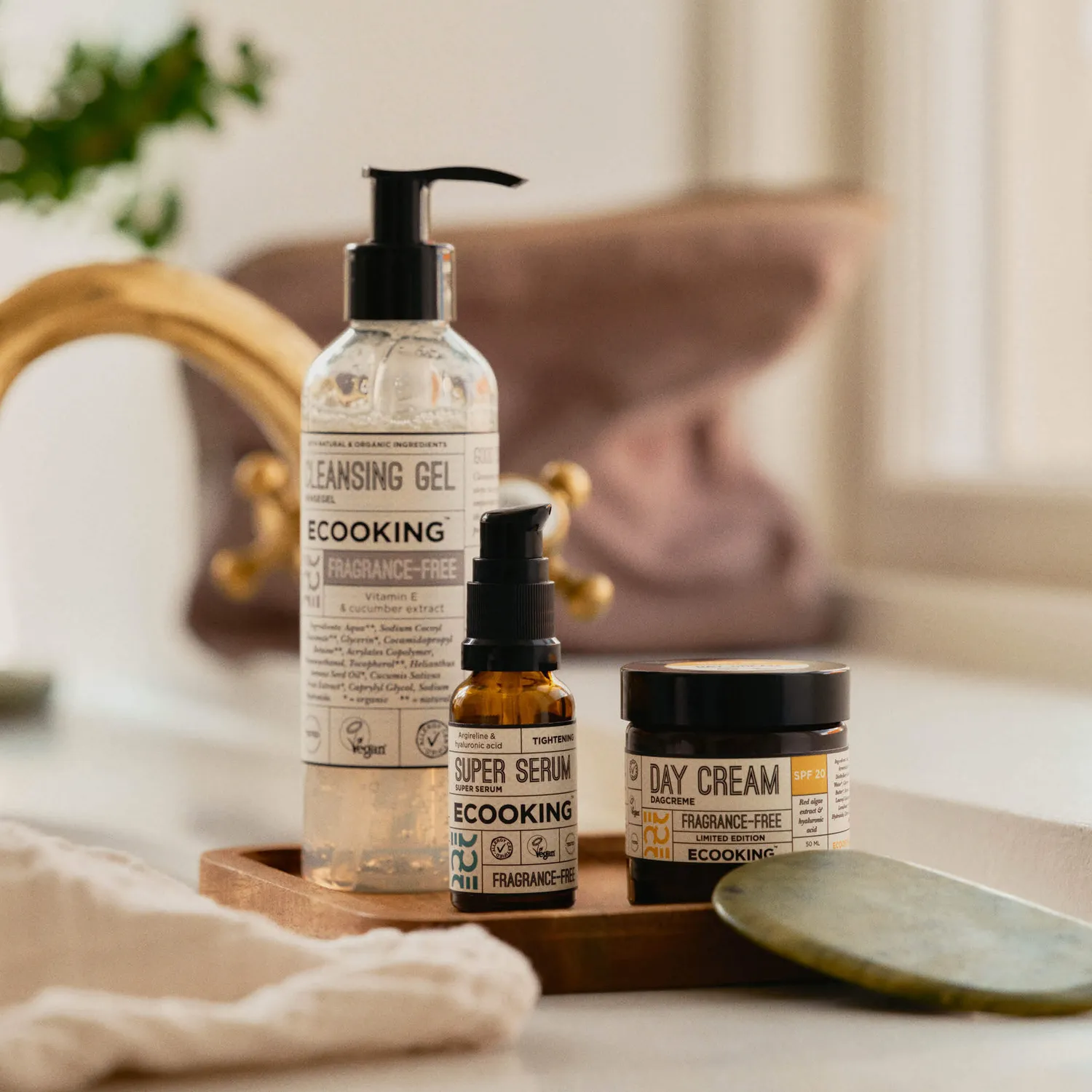 Ecooking Rutine Sæt Parfumefri rens serum dagcreme SPF20