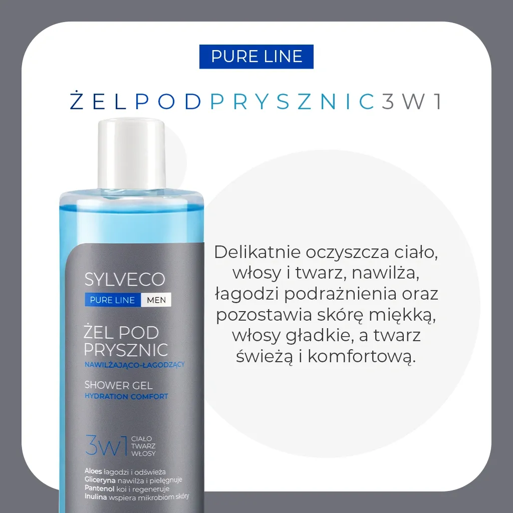 Sylveco Pure Line Men 3i1 showergel gavesæt 3 stk mild