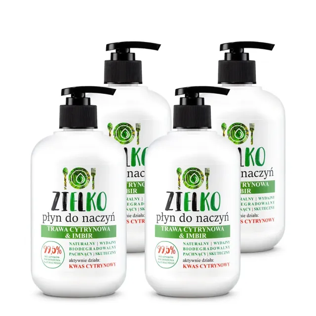 Zielko Citrongræs opvaskemiddel 4x500 ml ingefær