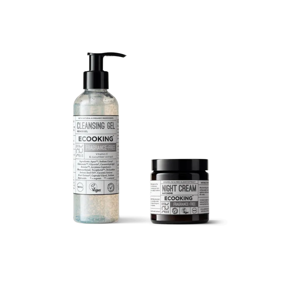 Ecooking Rens og Fugt sæt rensegel + natcreme parfumefri