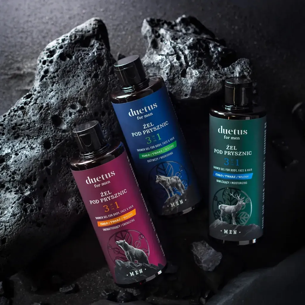 Duetus for Men shower gel 3i1 sæt 3 varianter pleje