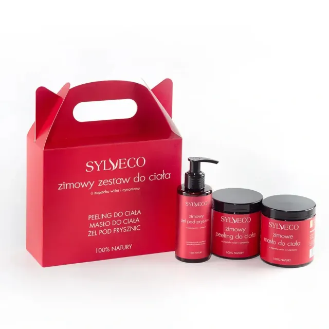 Sylveco vinter kropssæt kirsebær kanel shower peeling smør