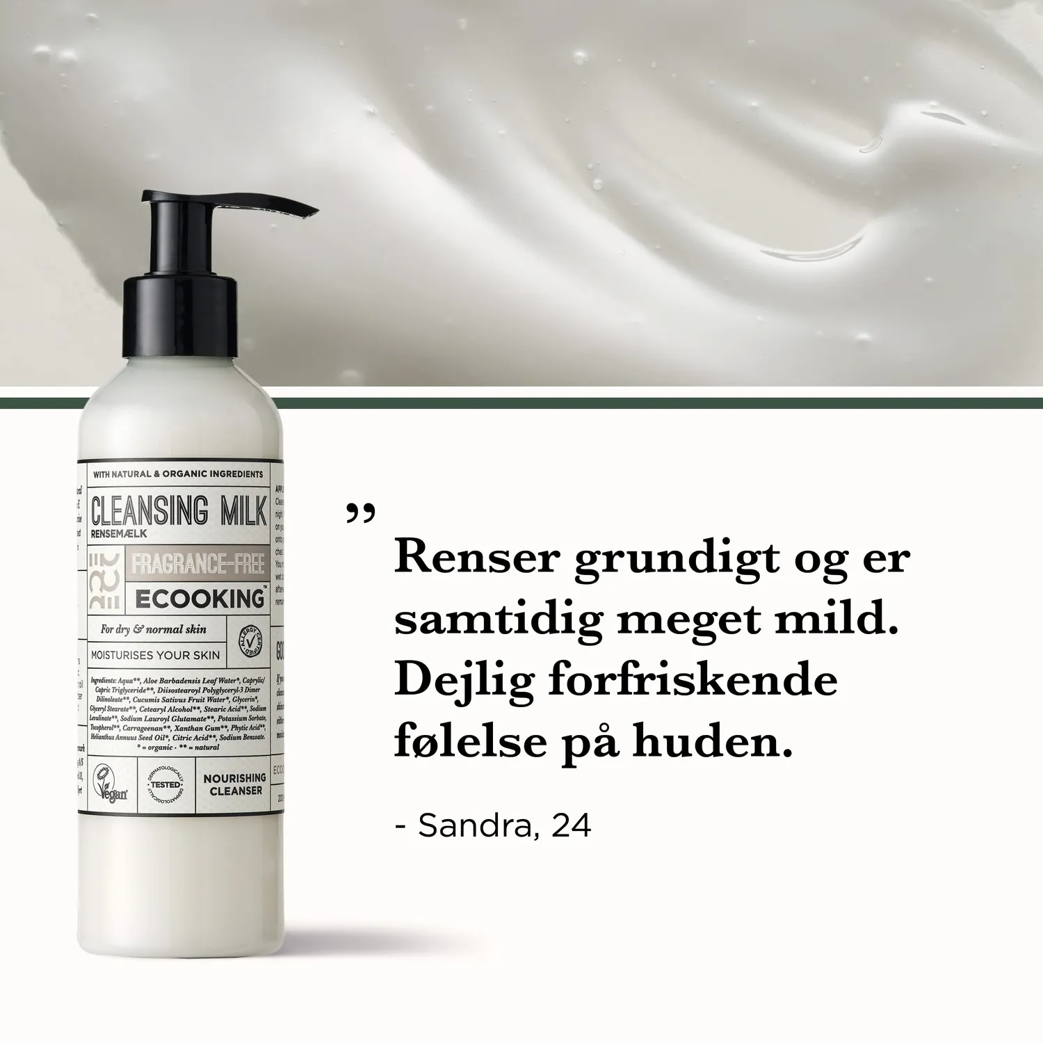 Ecooking Rensemælk Parfumefri Sensitiv