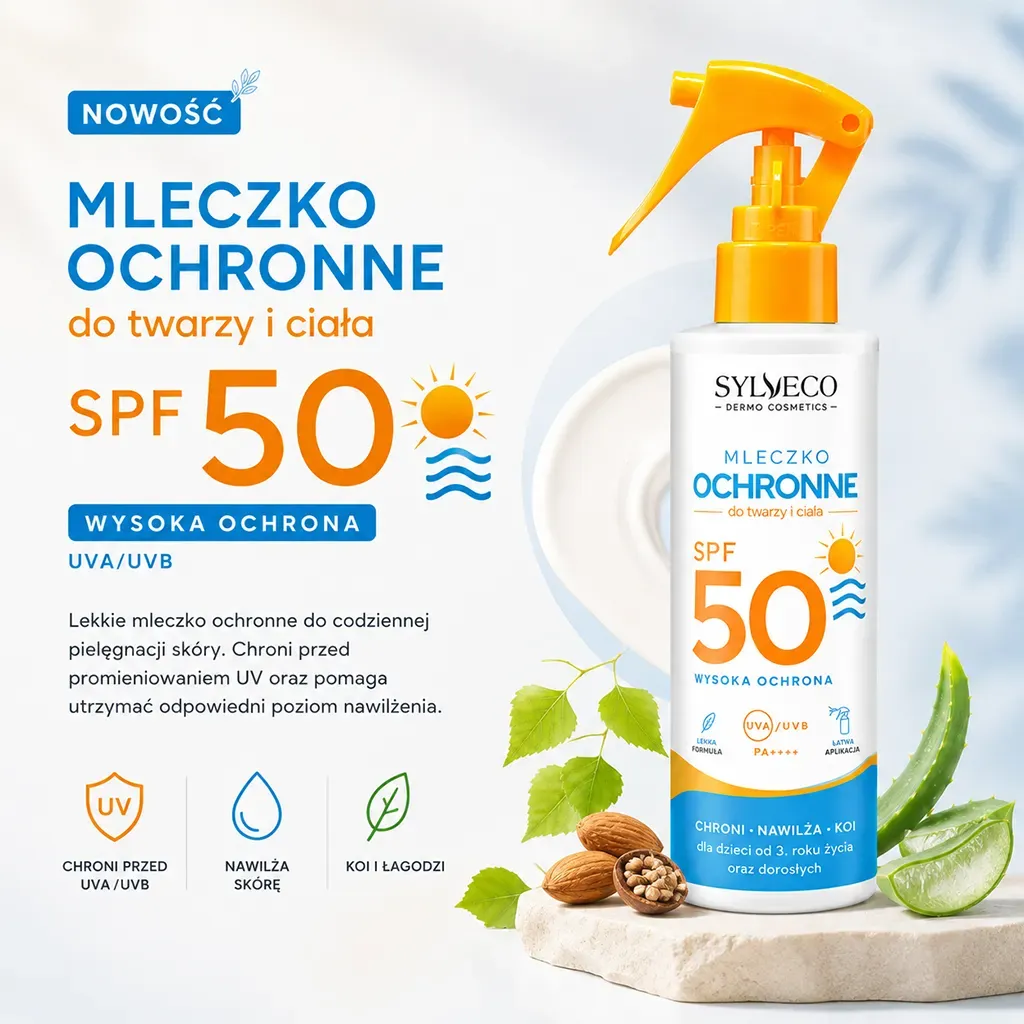 Sylveco Dermo solmælk SPF50 ansigt krop høj beskyttelse