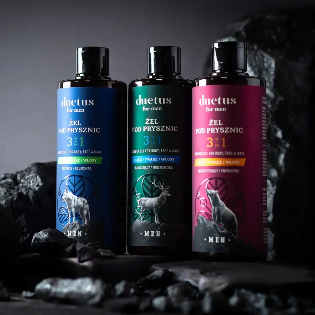 Duetus for Men shower gel 3i1 sæt 3 varianter pleje