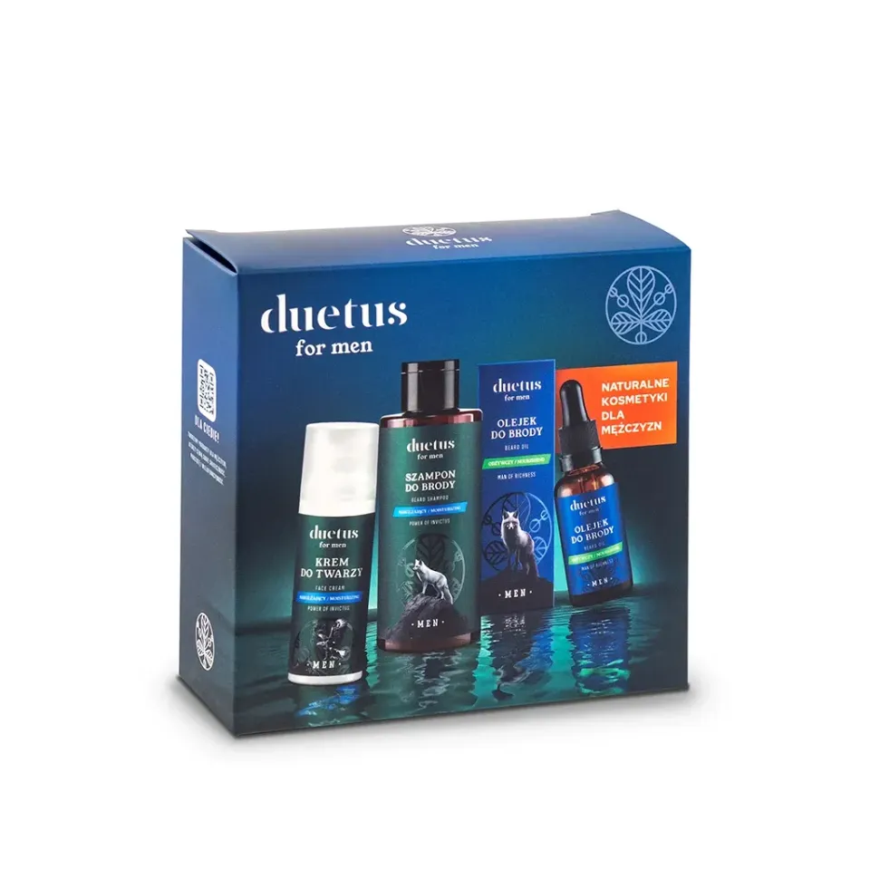 Duetus For Men skægplejesæt shampoo olie creme