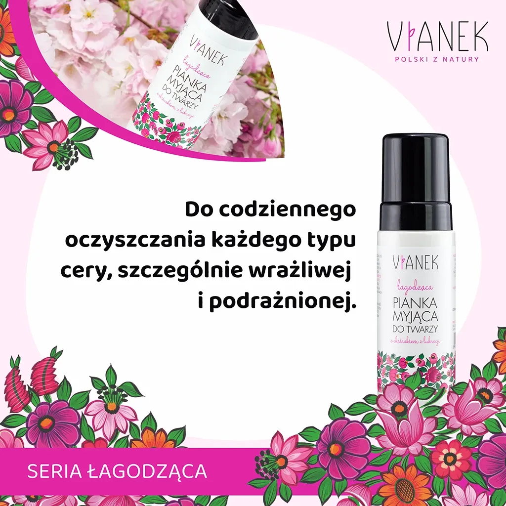 Vianek mild ansigtsskum med lakrids og allantoin sart hud