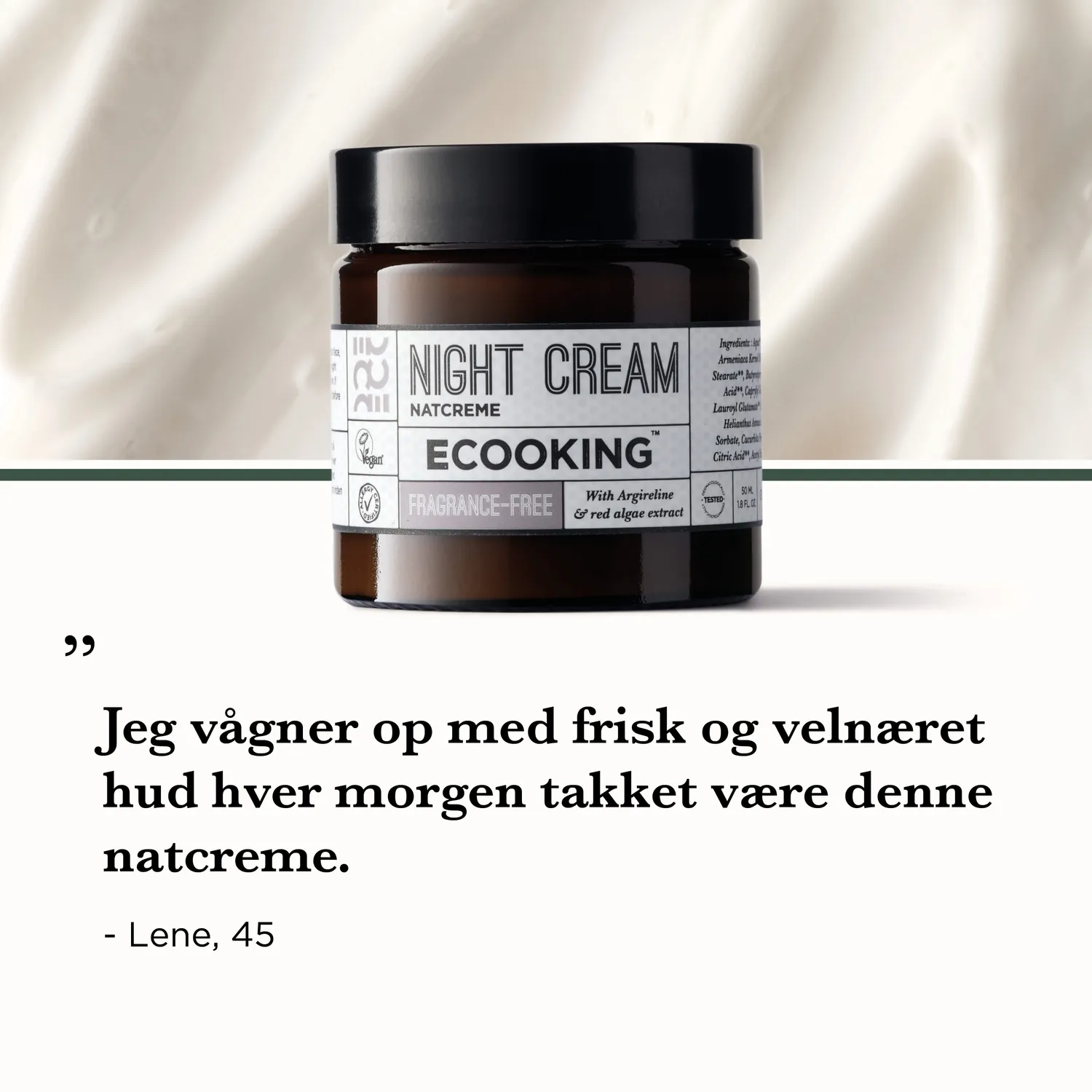 Ecooking Night Cream natcreme 50 ml parfumefri mod fine linjer