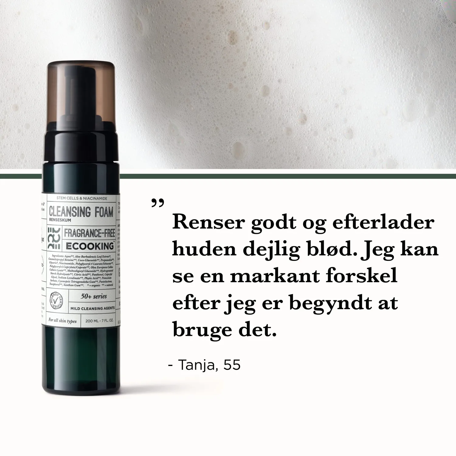Ecooking 50+ Renseskum mousse 50 ml parfumefri moden hud