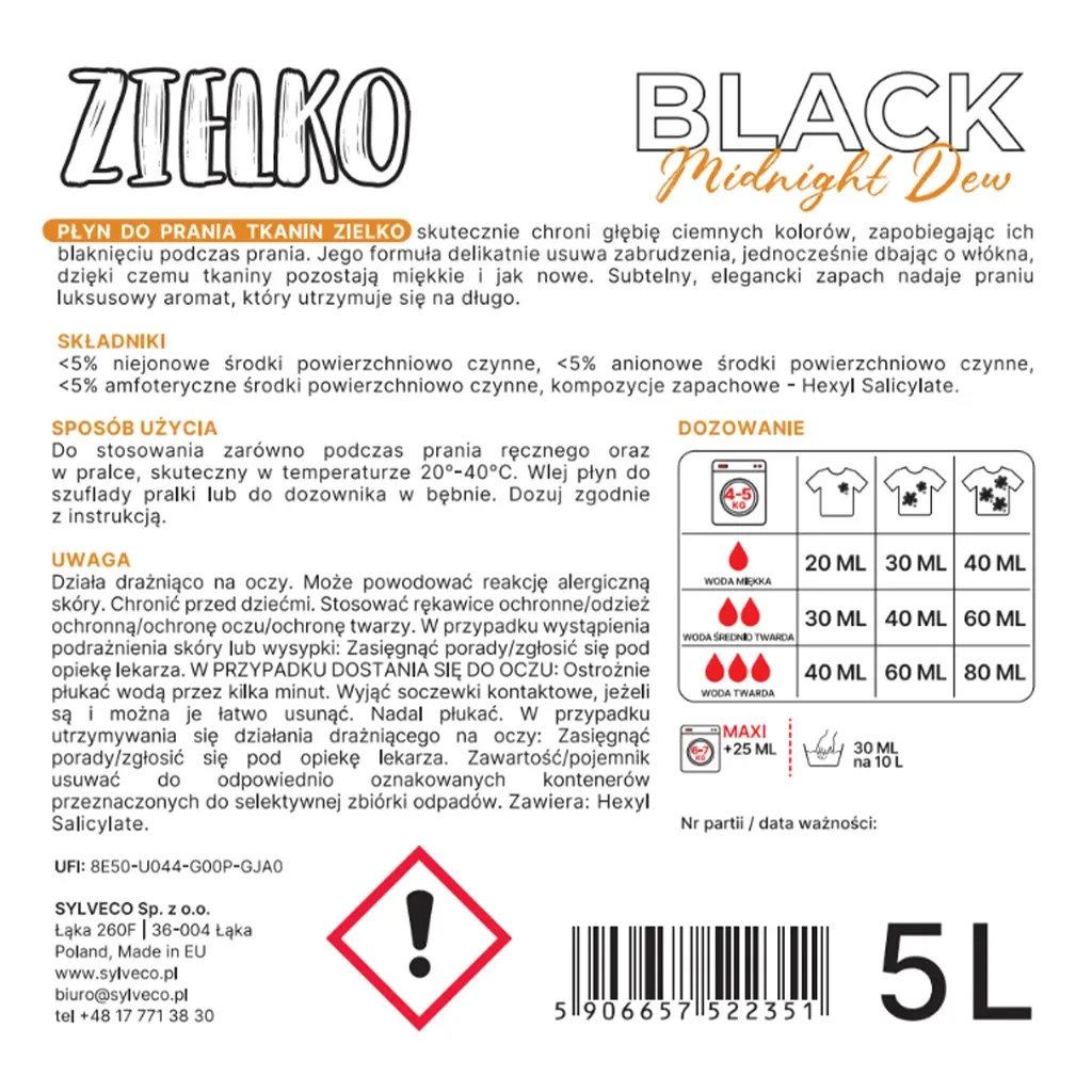 Zielko Midnight Dew vaskemiddel sort tøj 5L farve